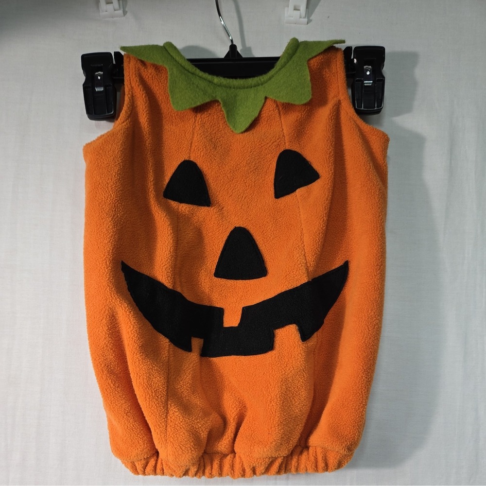 Pottery Barn Kids Pumpkin Halloween Costume 6-12 Months Lined Fleece Orange Cute